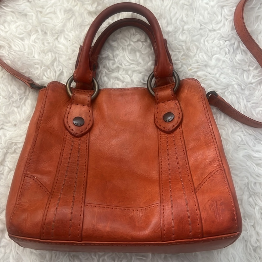 FRYE Melissa Burnt Orange Mini Crossbody Leather Handbag - Picture 6 of 14